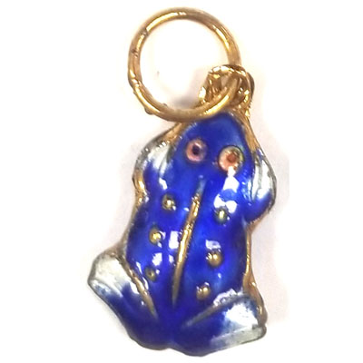 ENAMEL FROG 13X24MM BLUE